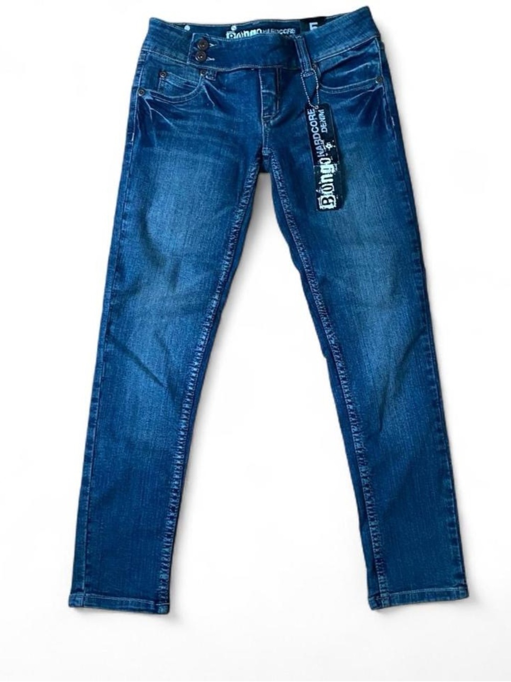 BONGO Dead-stock Vintage Y2K Lowrise Skinny Dark Blue Denim Capri Jeans